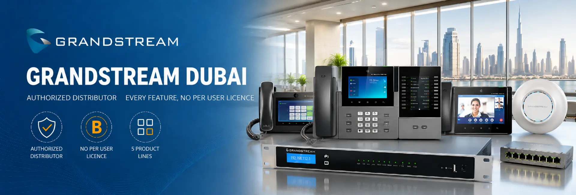 Grandstream Dubai — UCM6300 IP PBX, phones and GWN networking supplied and installed by Vector Digital Systems