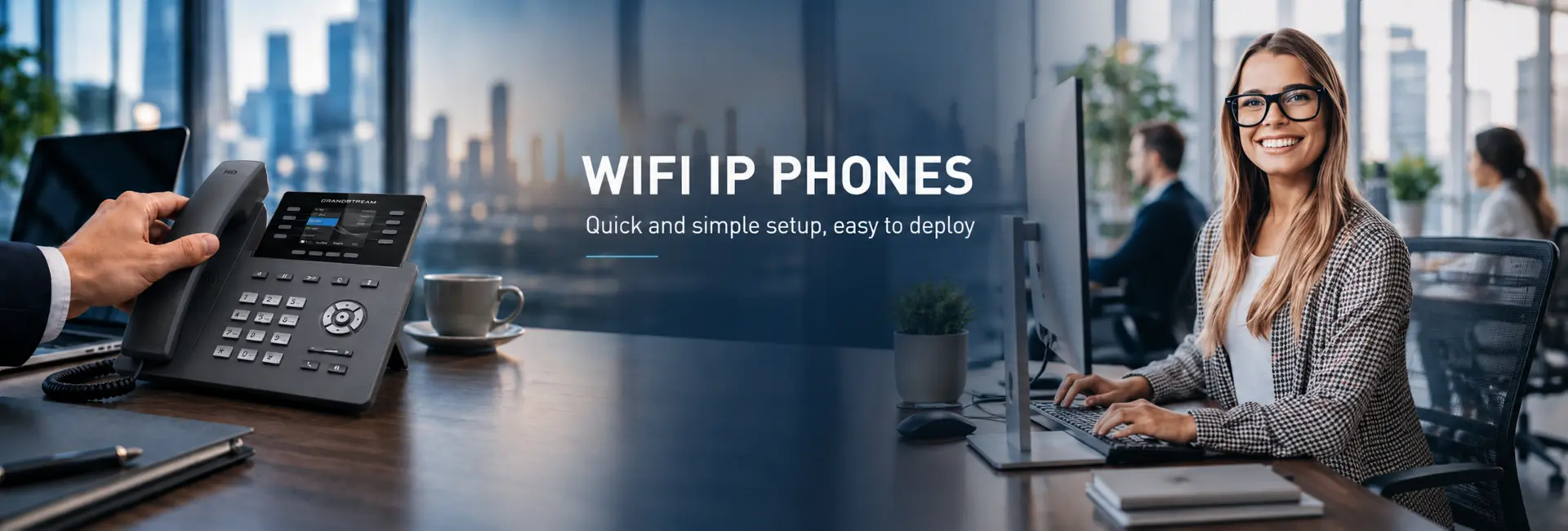 WiFi phones Dubai — wireless IP desk phones joining office WiFi without network cabling