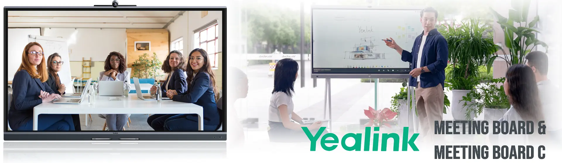 Yealink MeetingBoard Pro — all-in-one meeting board combining display, camera and whiteboard for Teams and Zoom rooms in Dubai, Abu Dhabi and UAE, supplied and installed by Vector Digital Systems