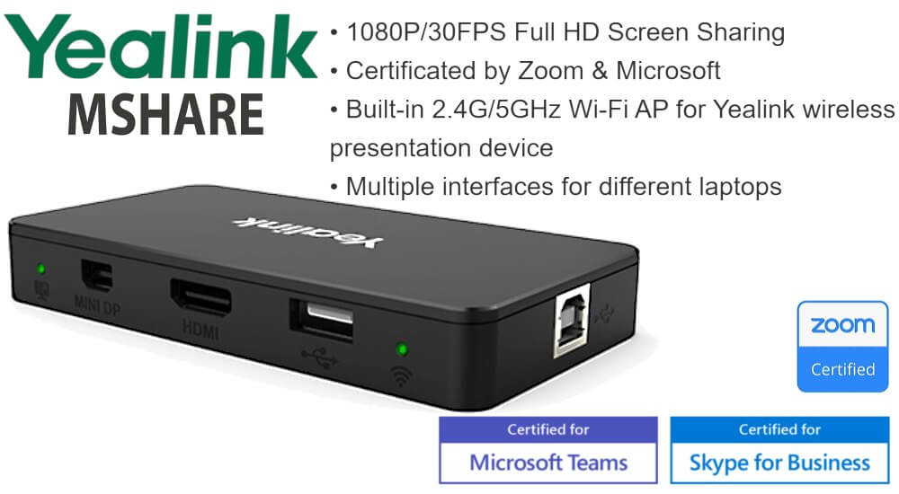 Yealink MShare -Content sharing HDMI/ DP input